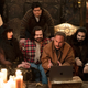 Natasia Demetriou as Nadja, Harvey Guillén as Guillermo, Matt Berry as Laszlo, Randy Sklar as Bran Daltry, and Kayvan Novak as Nandor in What We Do In The Shadows